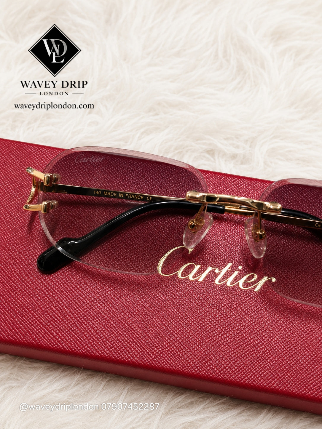 Cartier Rimless Gold Tint Sunglasses