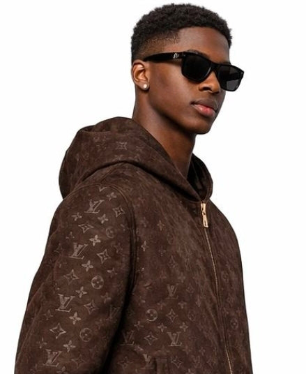 Embossed Monogram Suede Hoodie