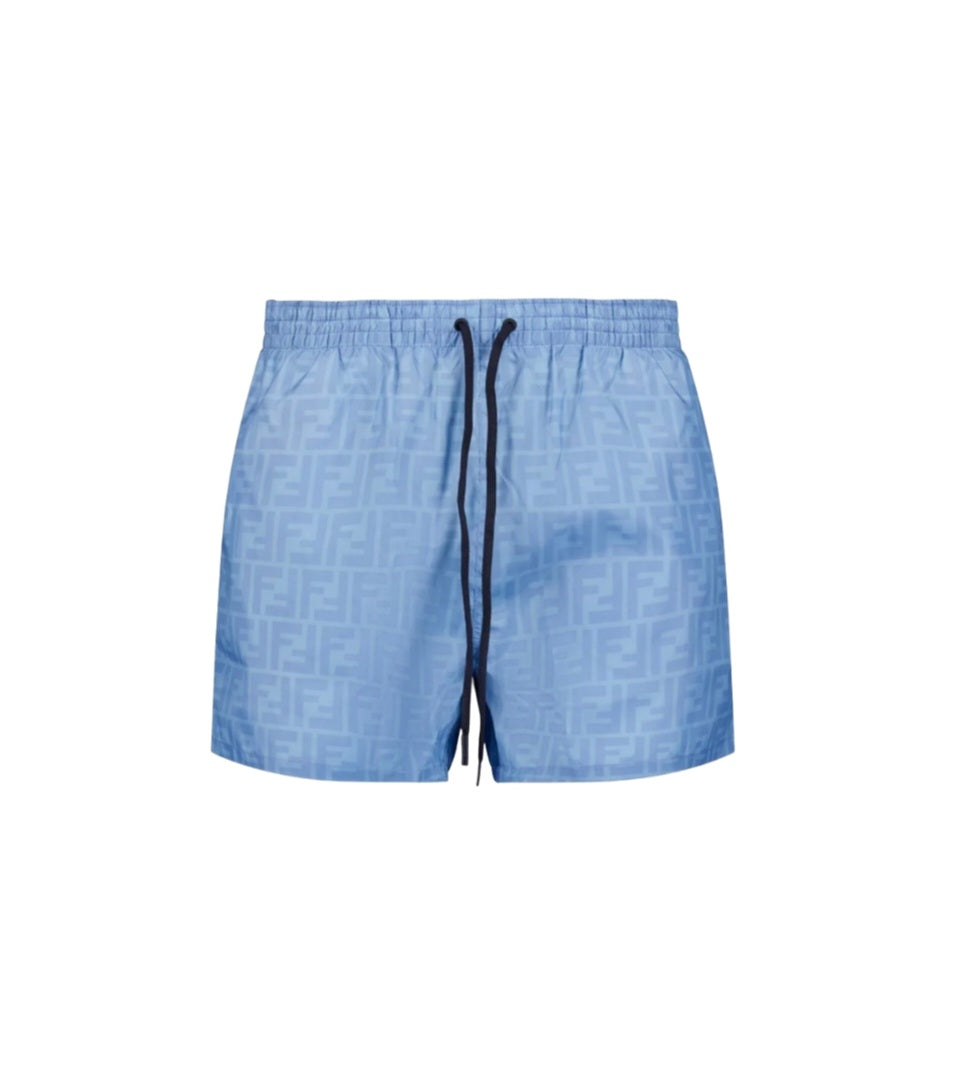 Fendi FF Motif Swim Shorts in Sky Blue