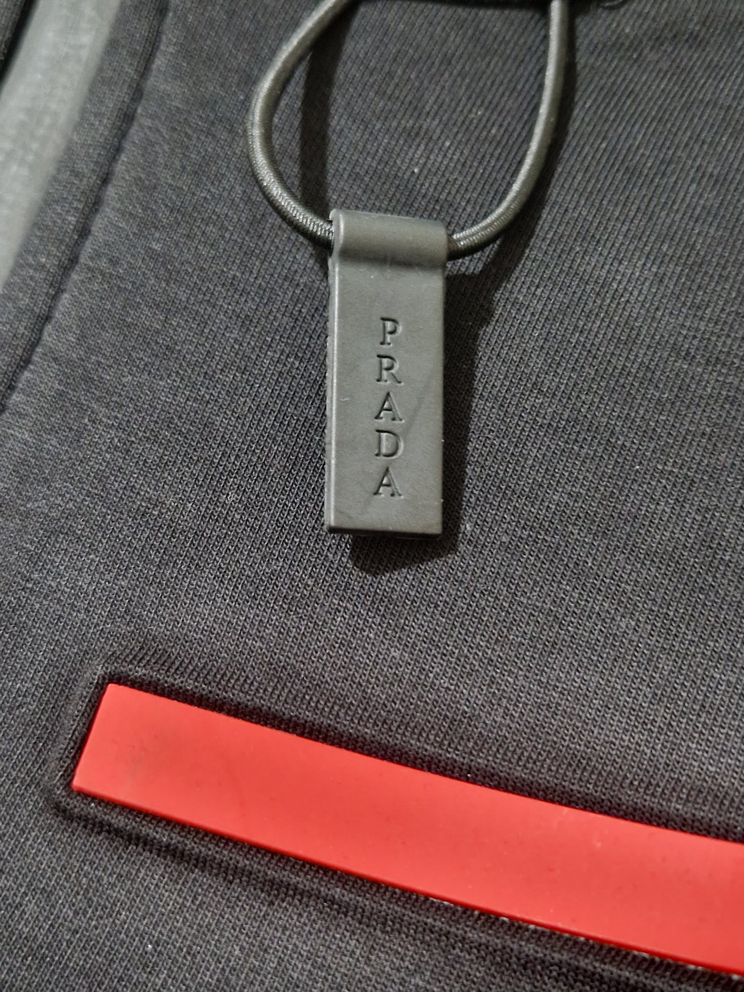 Prada Milano Technical Zip Tracksuit – Black/Red Edition