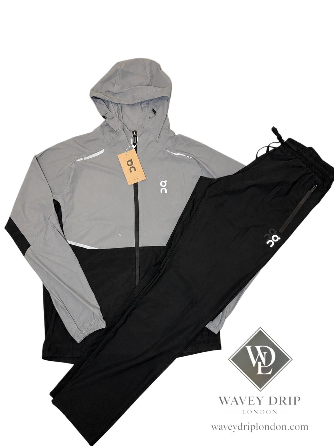 On Cloud Hooded Reflective Performance Tracksuit –Grey / Black Edition