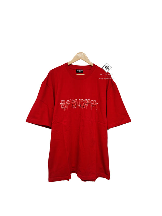 Balenciaga Graffiti Logo Tshirt - Red (XXL)