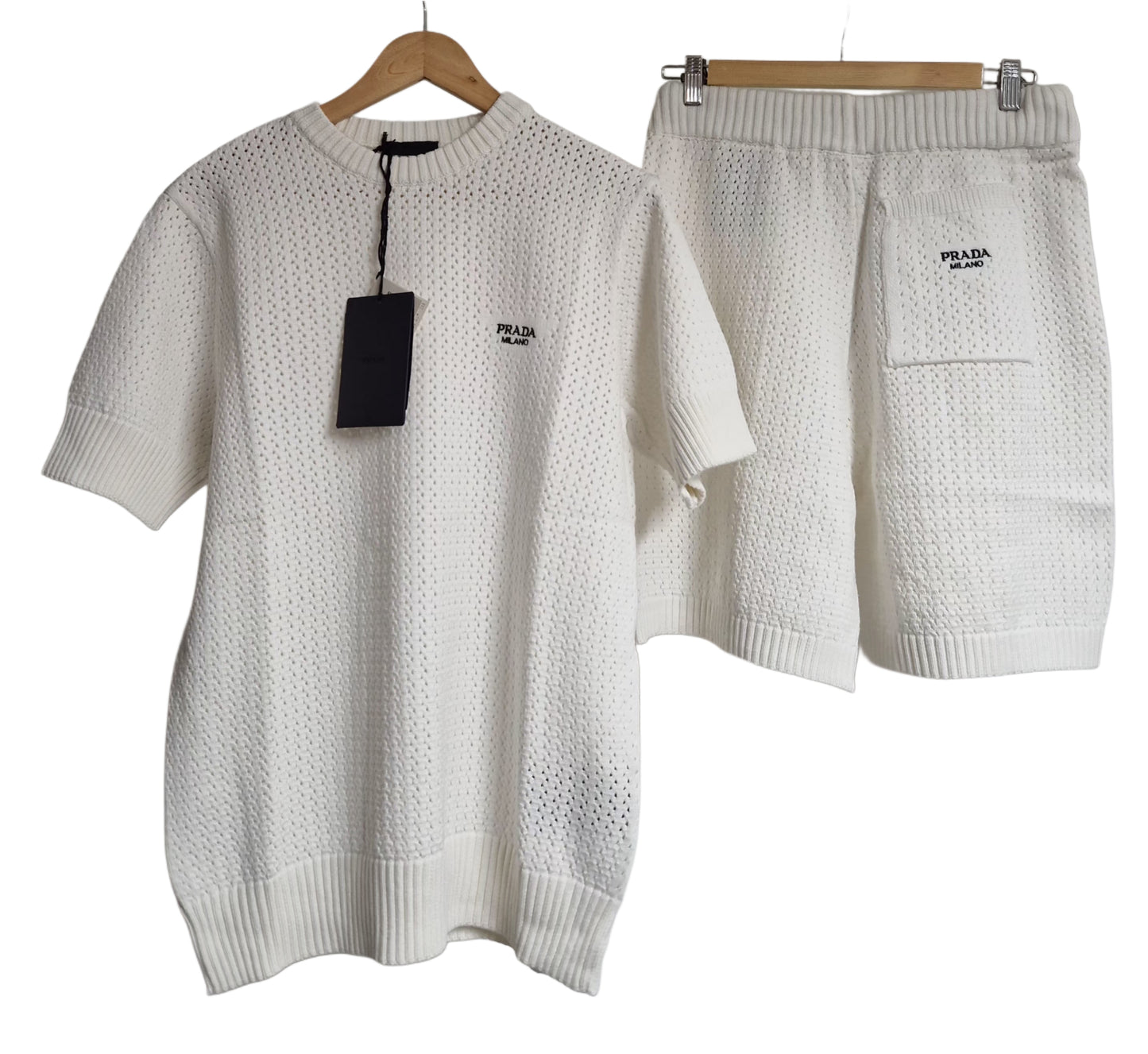 PRADA White Fine-Knit Two-Piece Set