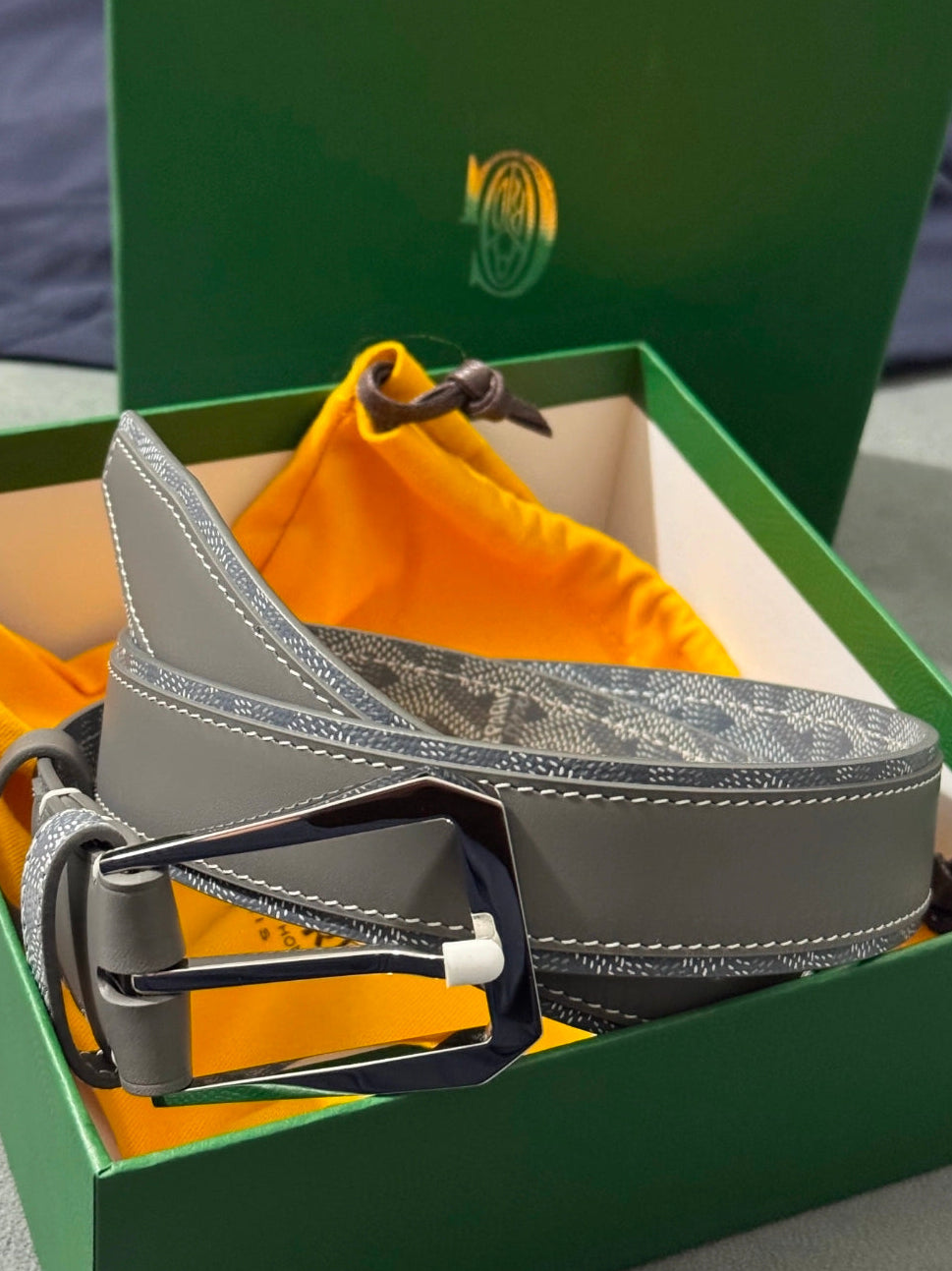 Goyard Classic Chevron Leather Belt - Grey