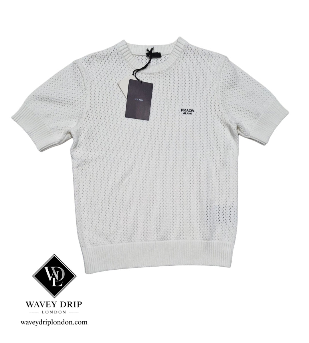 Prada Knit Tshirt & Shorts Set White