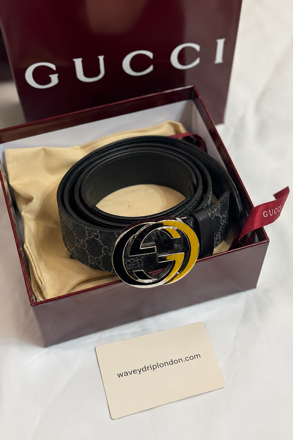 Gucci Interlocking GG Buckle- Black / Silver