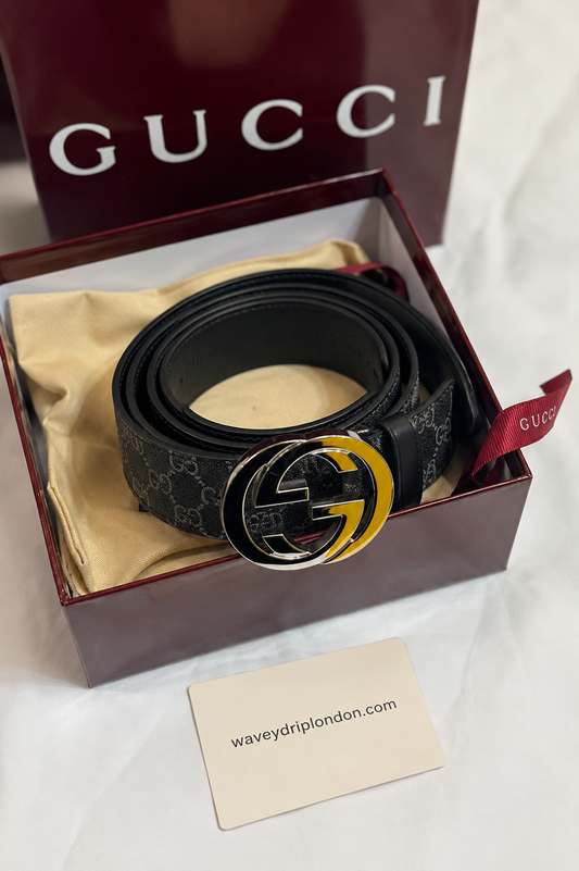 Gucci Interlocking GG Buckle- Black / Silver