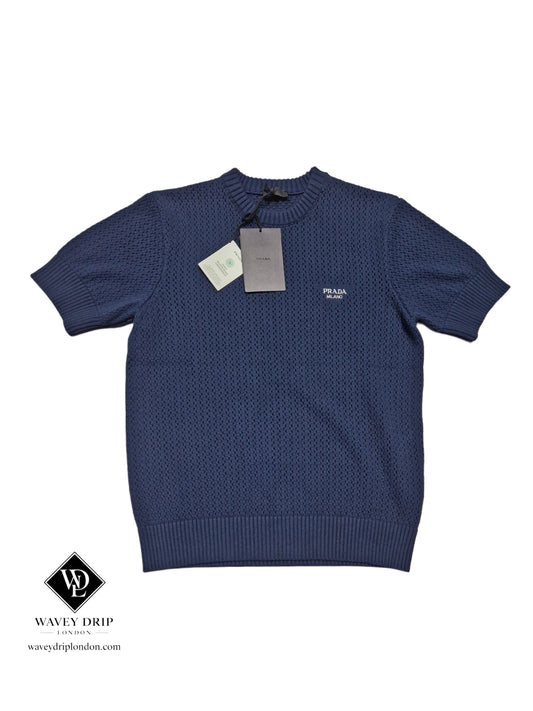 Prada Knit Shorts & Tshirt Set - Navy