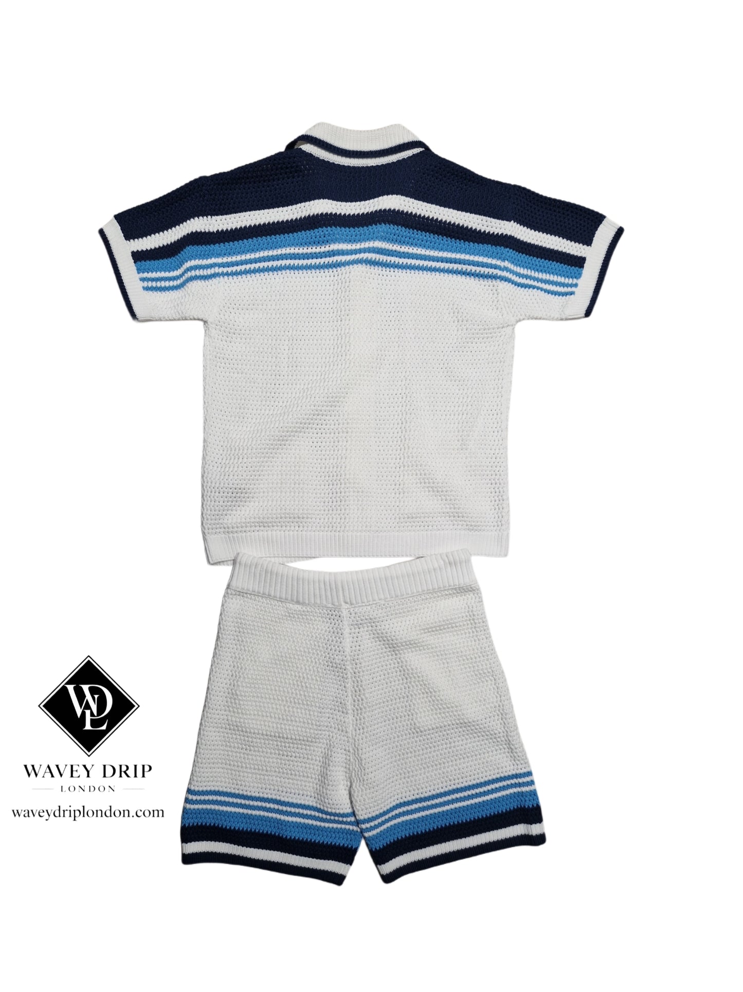 Casablanca Striped Knit Button-Up Polo Shirt