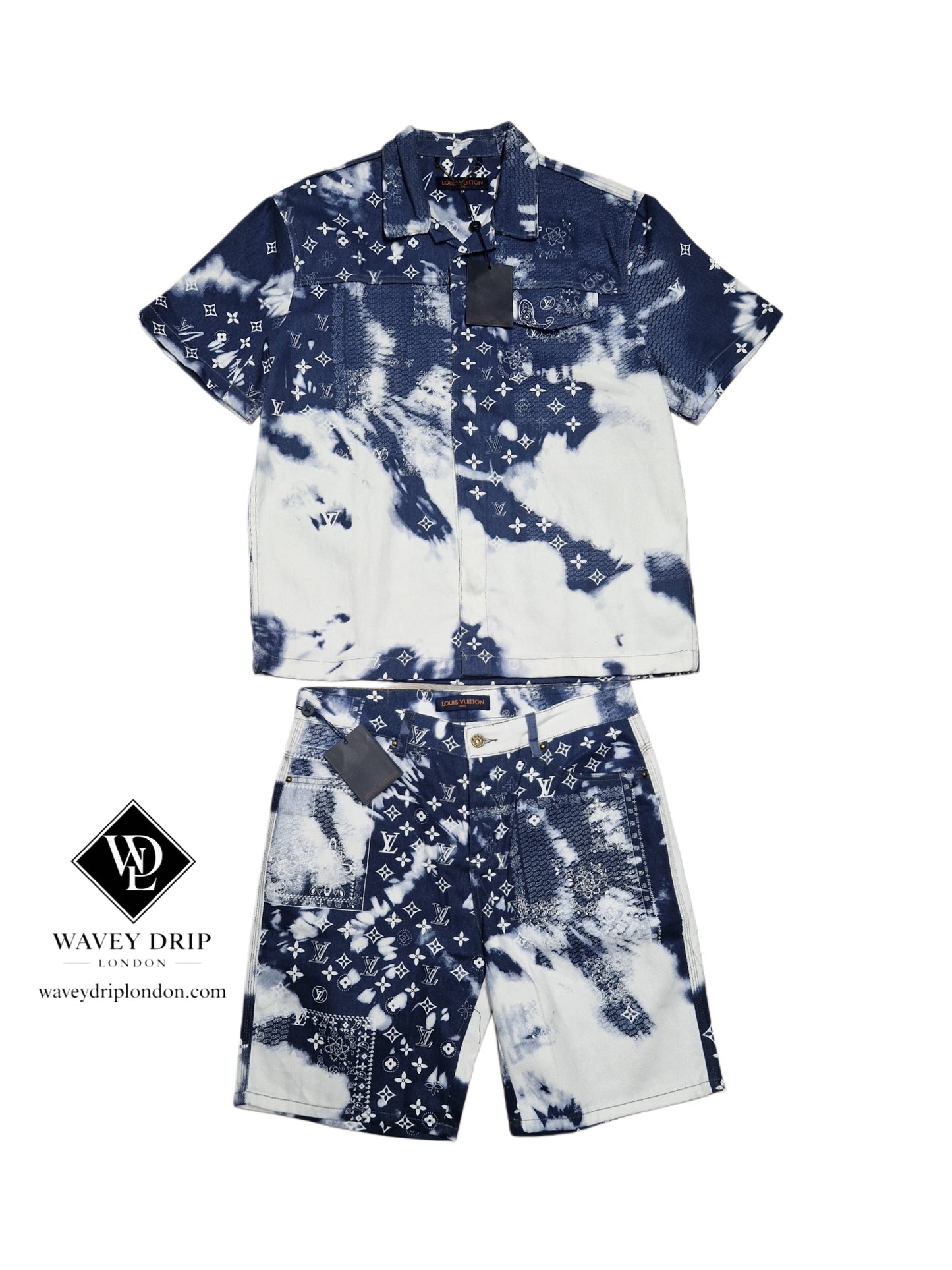 Louis Vuitton Denim Bandana Shorts Set -Blue and White Monogram