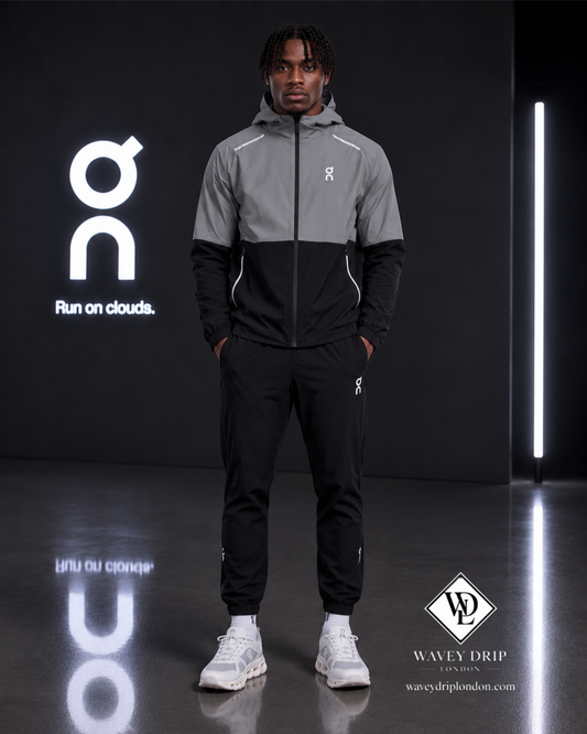 On Cloud Hooded Reflective Performance Tracksuit –Grey / Black Edition