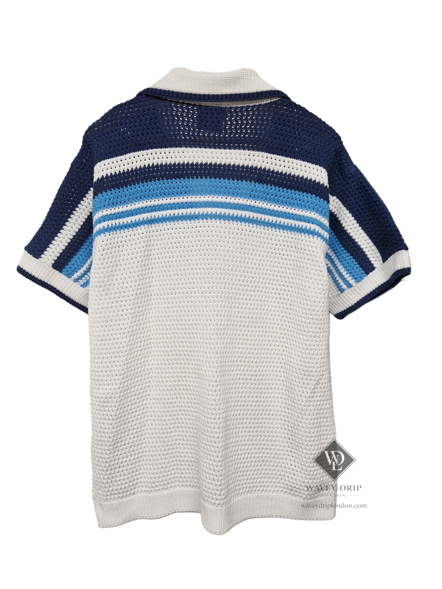 Casablanca Striped Knit Button-Up Polo Shirt