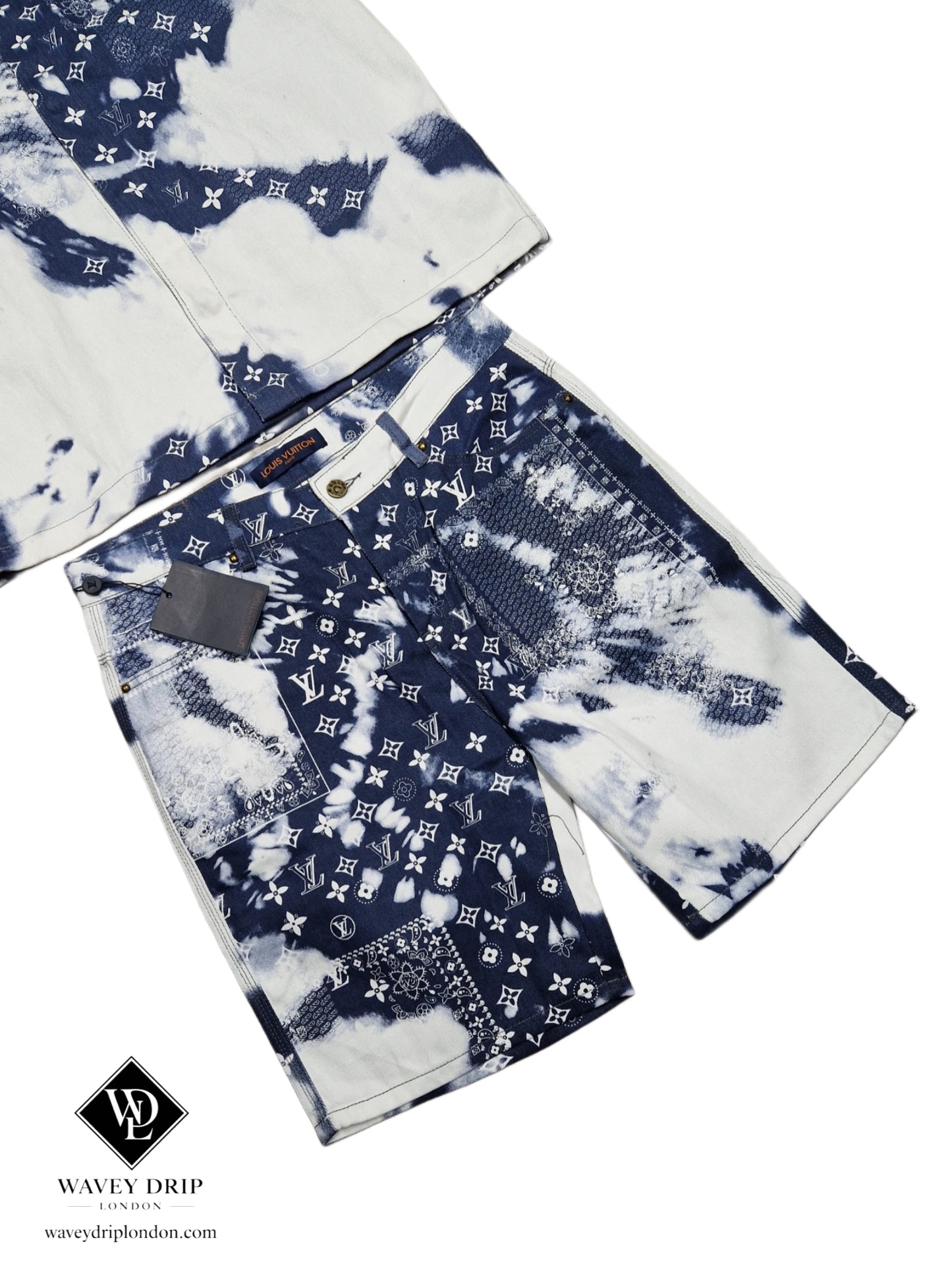 Louis Vuitton Denim Bandana Shorts Set -Blue and White Monogram