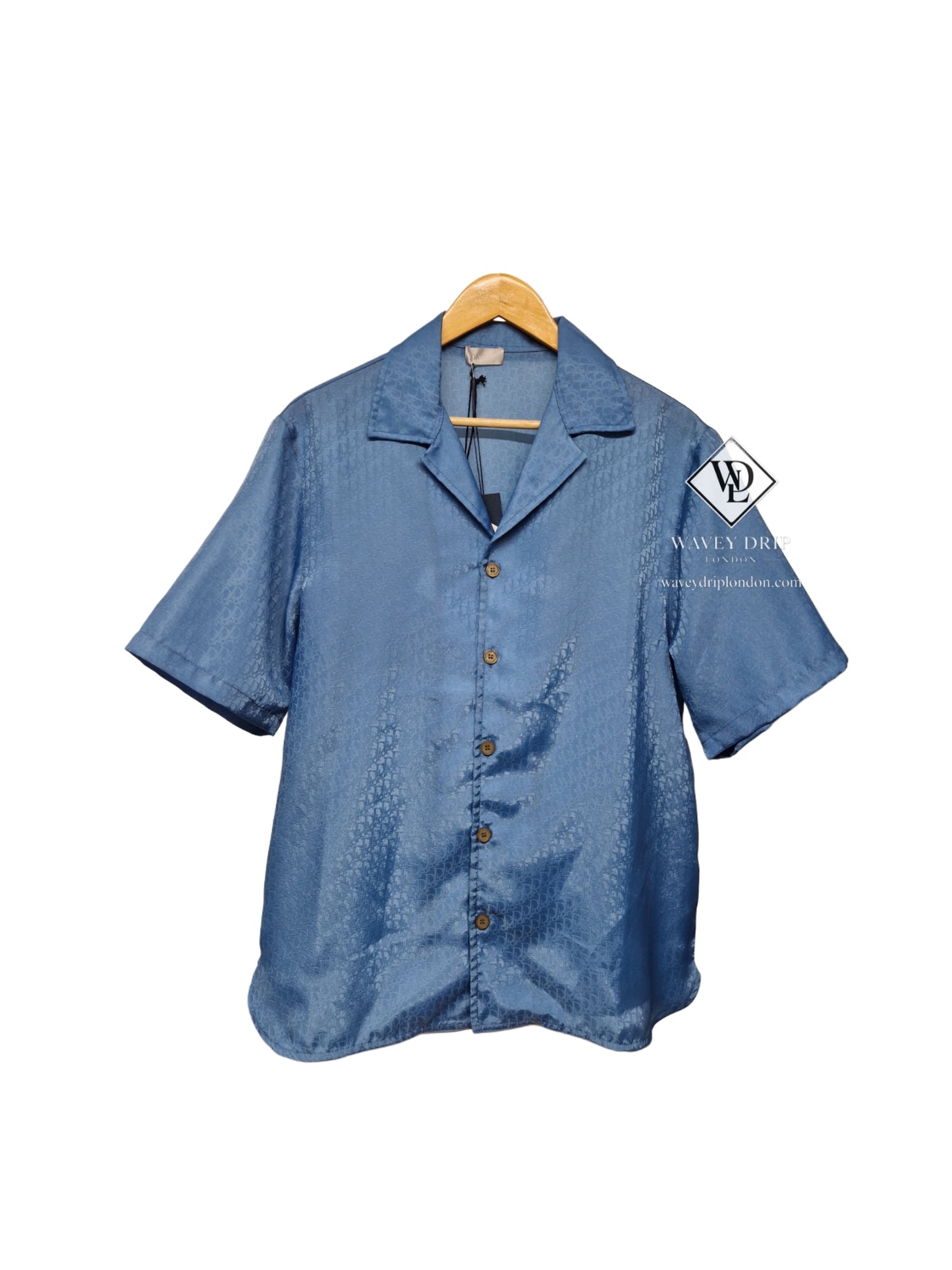 Christian Dior Oblique Silk Shirt & Short Set - Blue