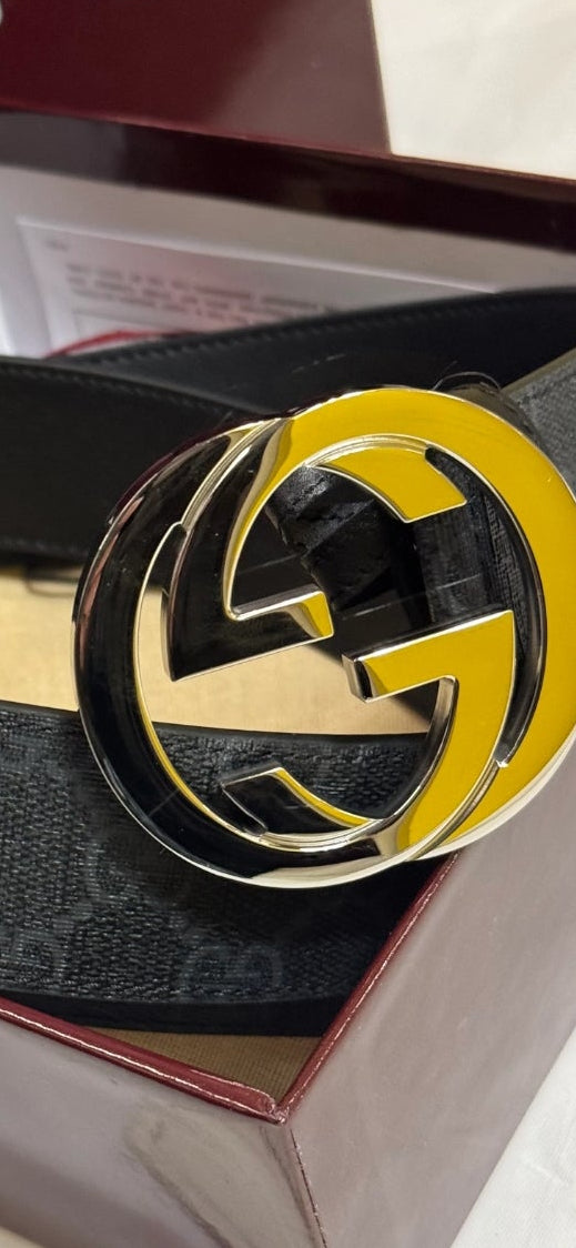 Gucci Interlocking GG Buckle- Black / Silver
