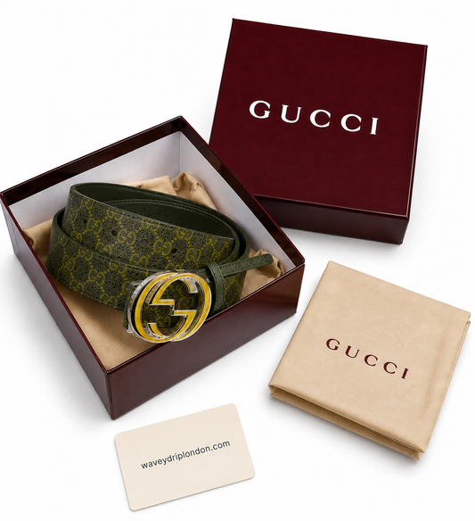 Gucci Interlocking GG Buckle - Green / Gold