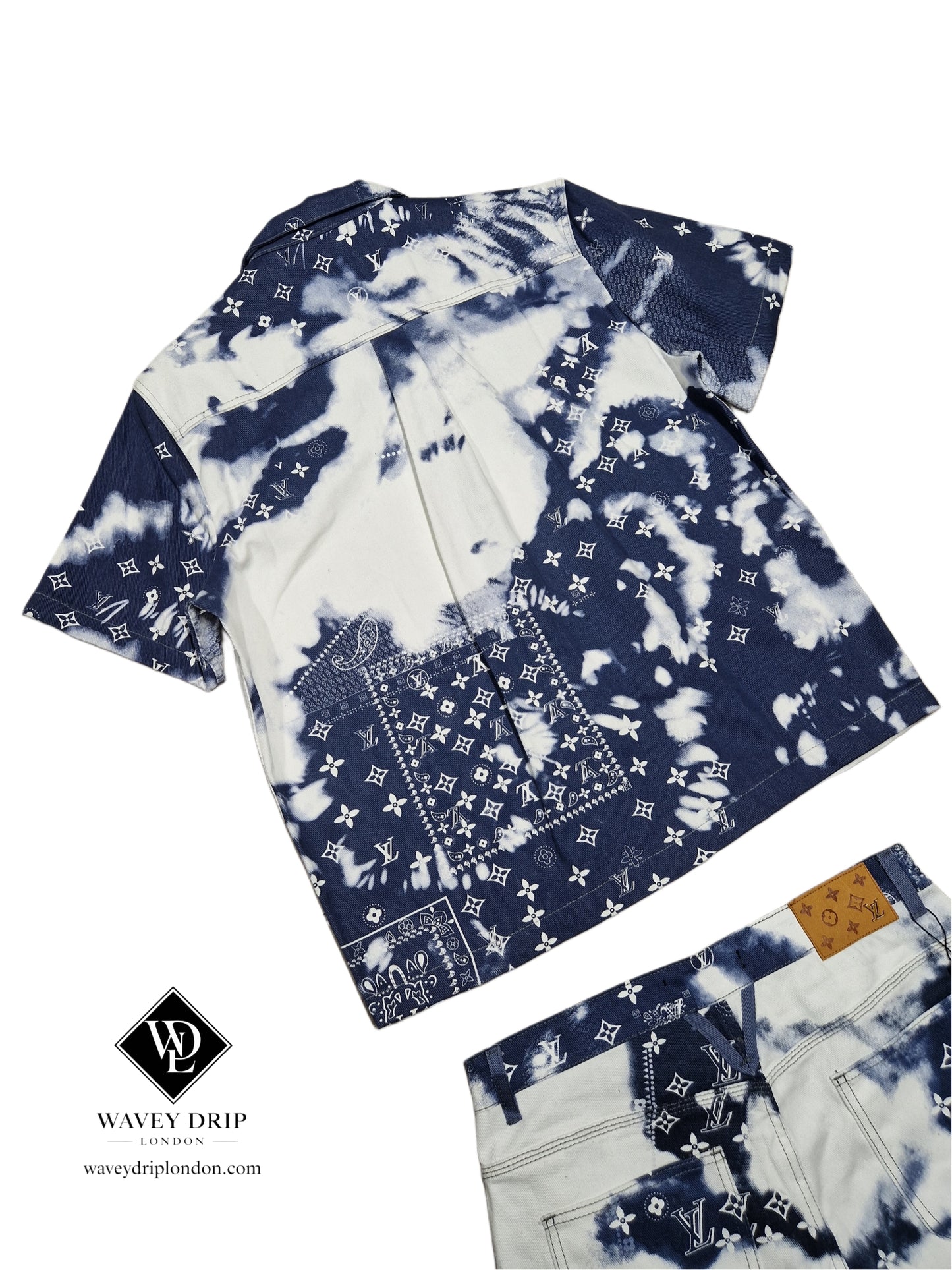 Louis Vuitton Denim Bandana Shorts Set -Blue and White Monogram