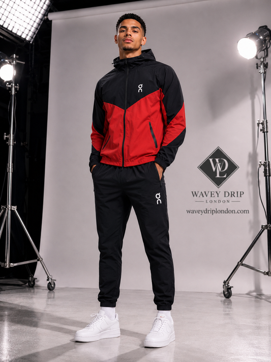 On Cloud Running Chevron Tech Tracksuit – Black/Red
