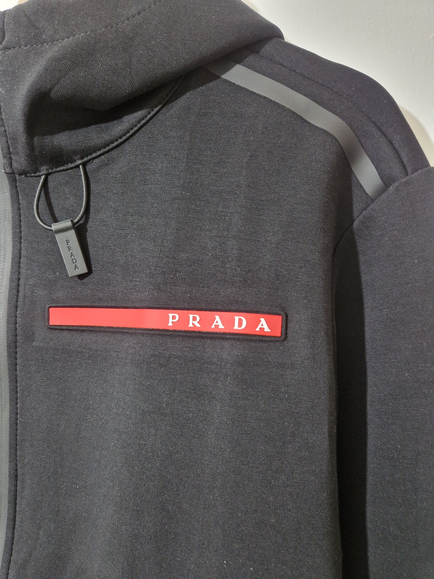 Prada Milano Technical Zip Tracksuit – Black/Red Edition