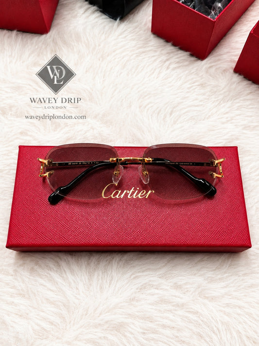 Cartier Rimless Gold Tint Sunglasses