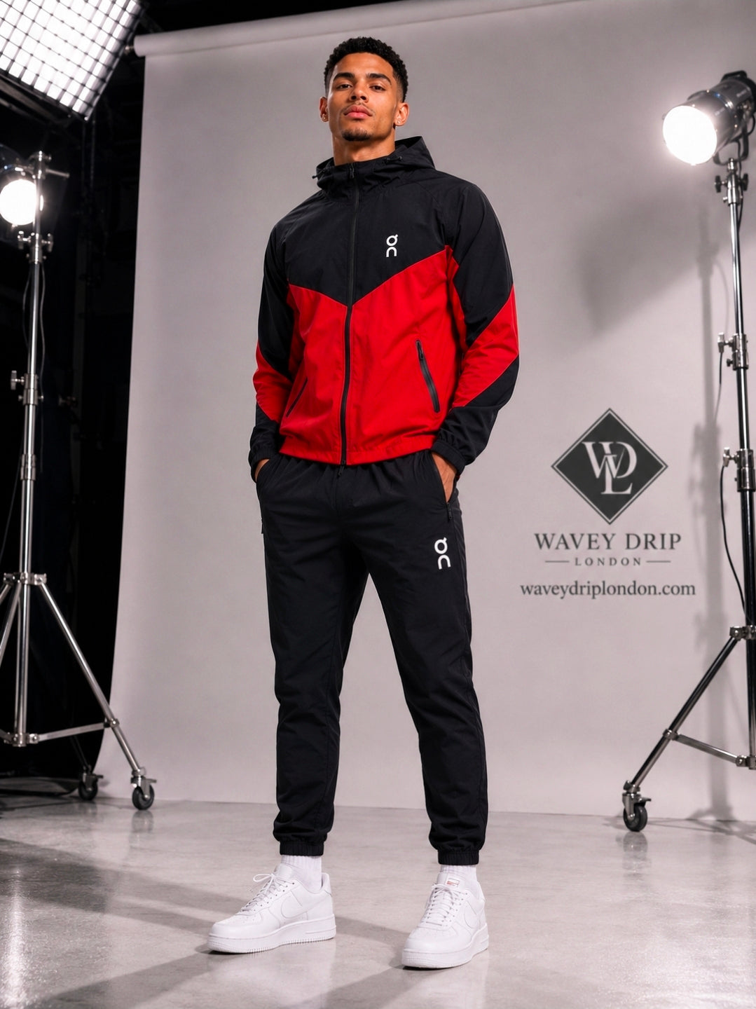 On Cloud Tracksuit Red & Black
