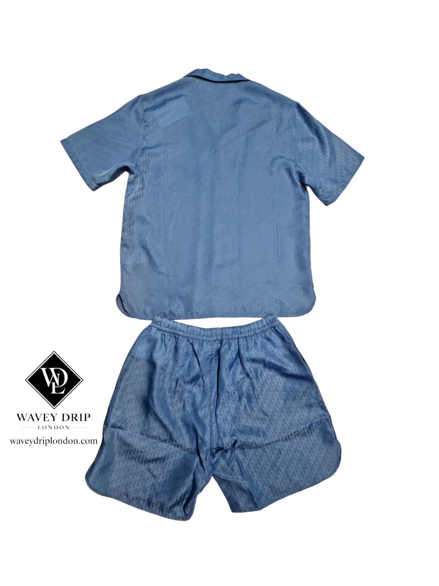 Christian Dior Oblique Silk Shirt & Short Set - Blue