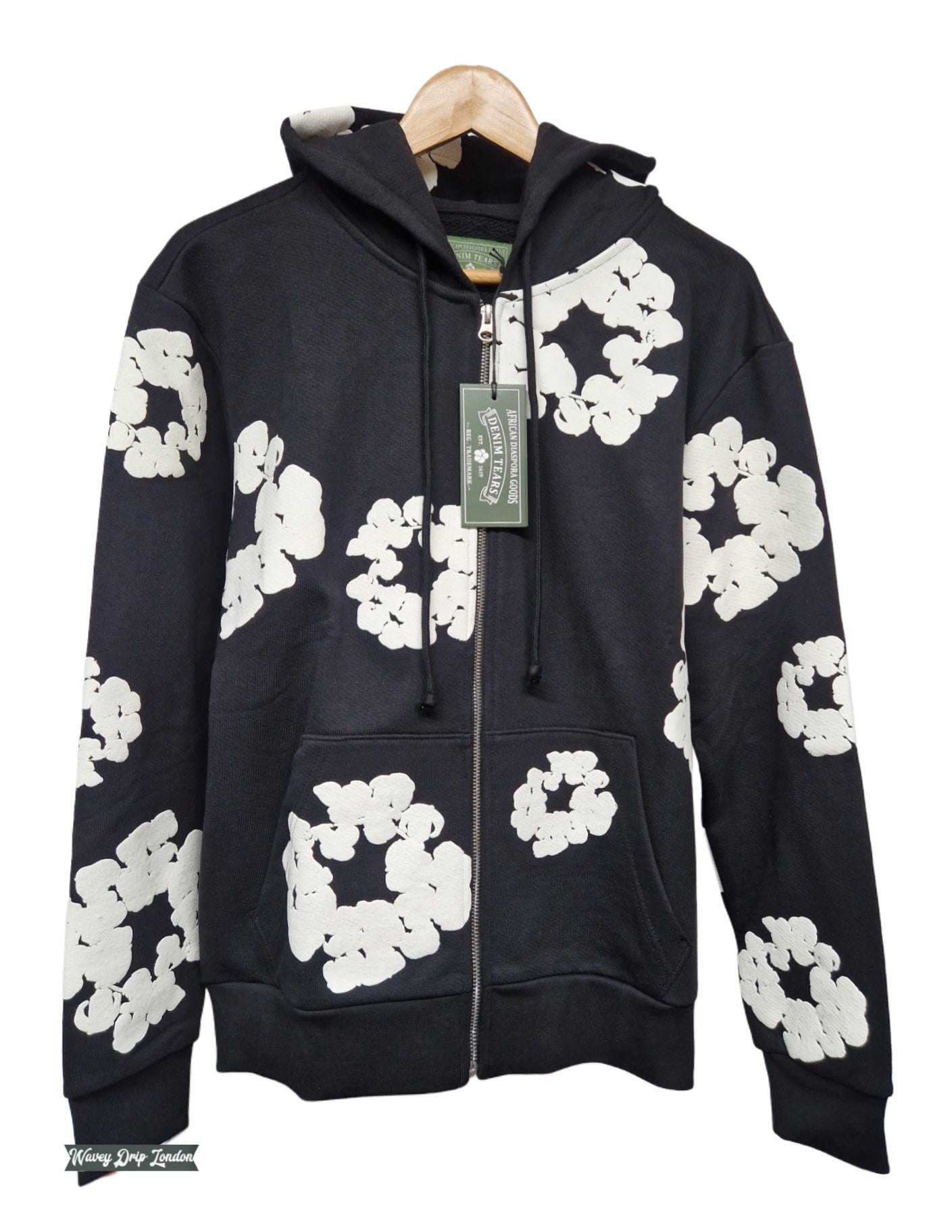 Denim Tears Floral Zip Hoodie – Black & Ivory Statement Piece