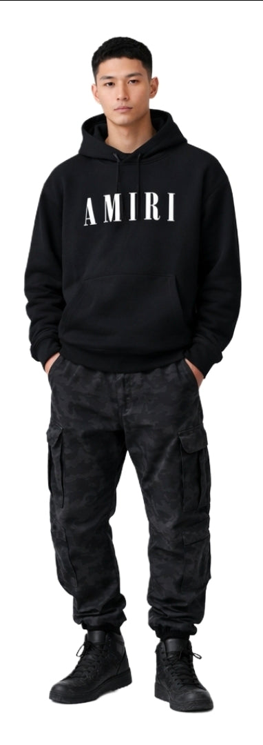AM Logo Hoodie Black