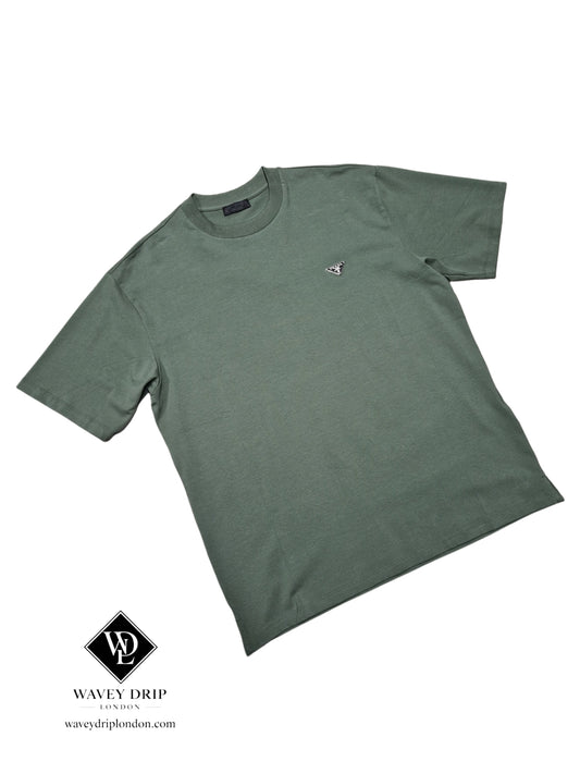 Prada Khaki Triangle Logo Tshirt XXL