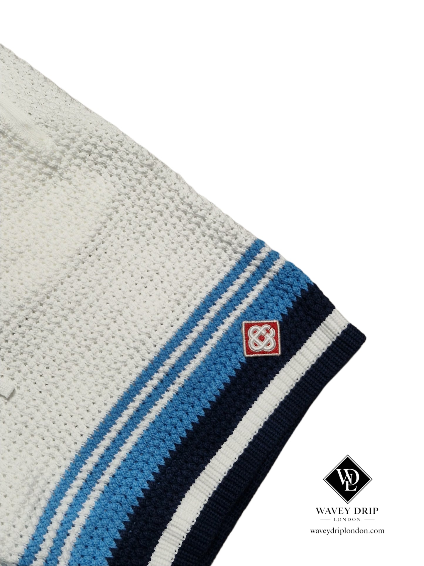 Casablanca Striped Knit Button-Up Polo Shirt