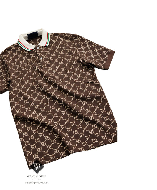Gucci GG Monogram Polo Shirt – Brown