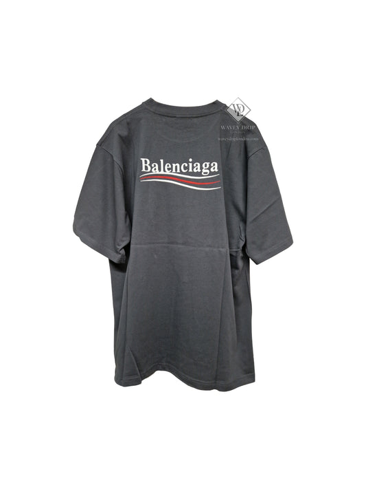 Balenciaga Political Campaign Tshirt  - Charcoal Grey