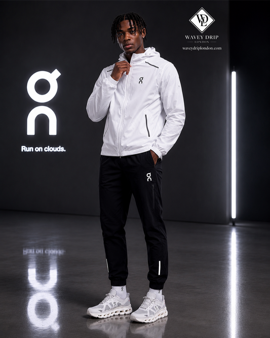 On Cloud Hooded Reflective Performance Tracksuit – White / Black Edition