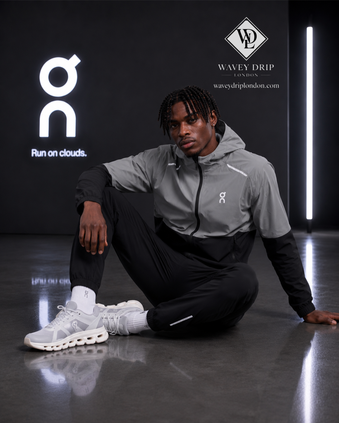On Cloud Hooded Reflective Performance Tracksuit –Grey / Black Edition