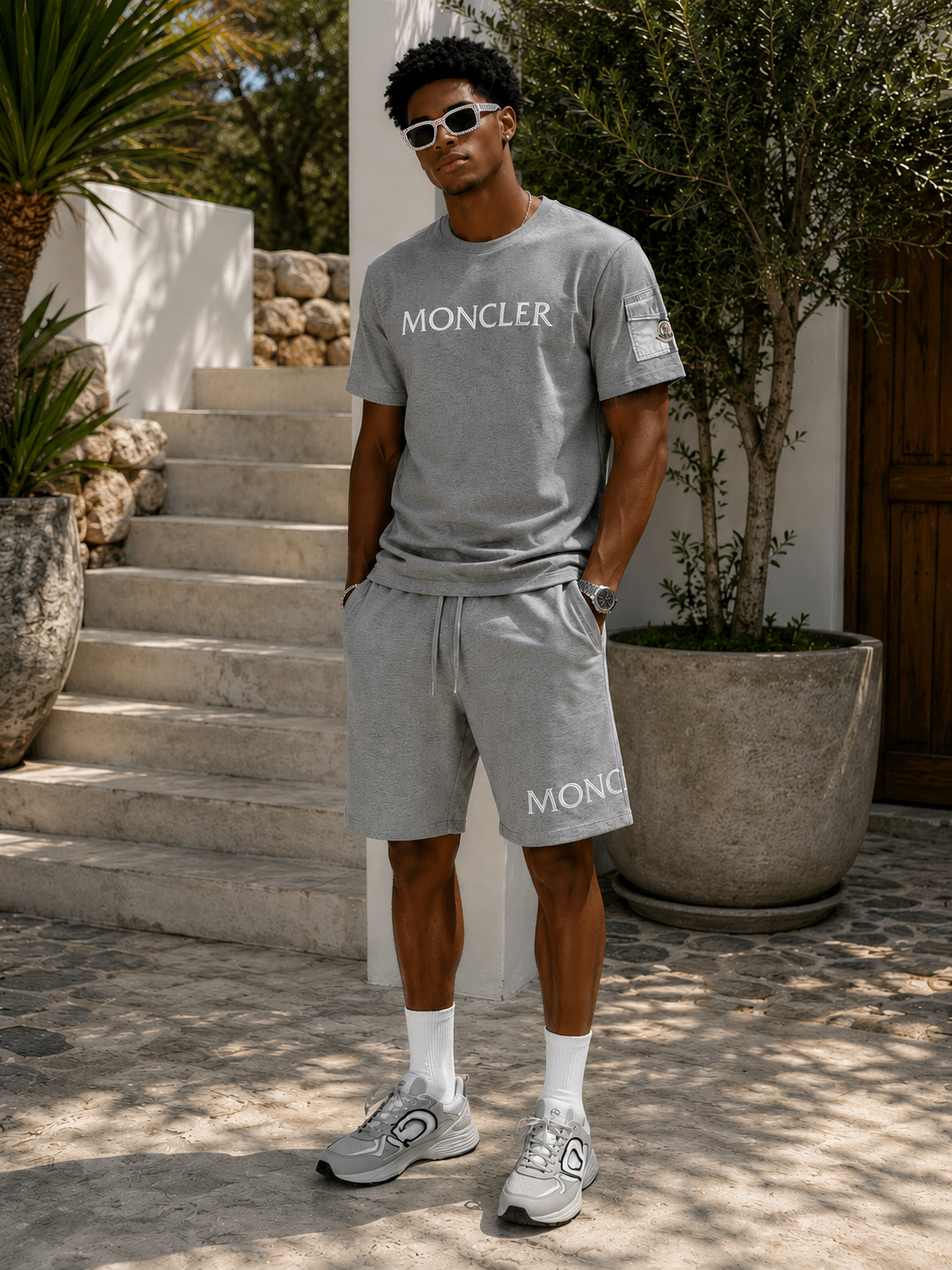 Moncler Signature Lounge Set in Slate Grey