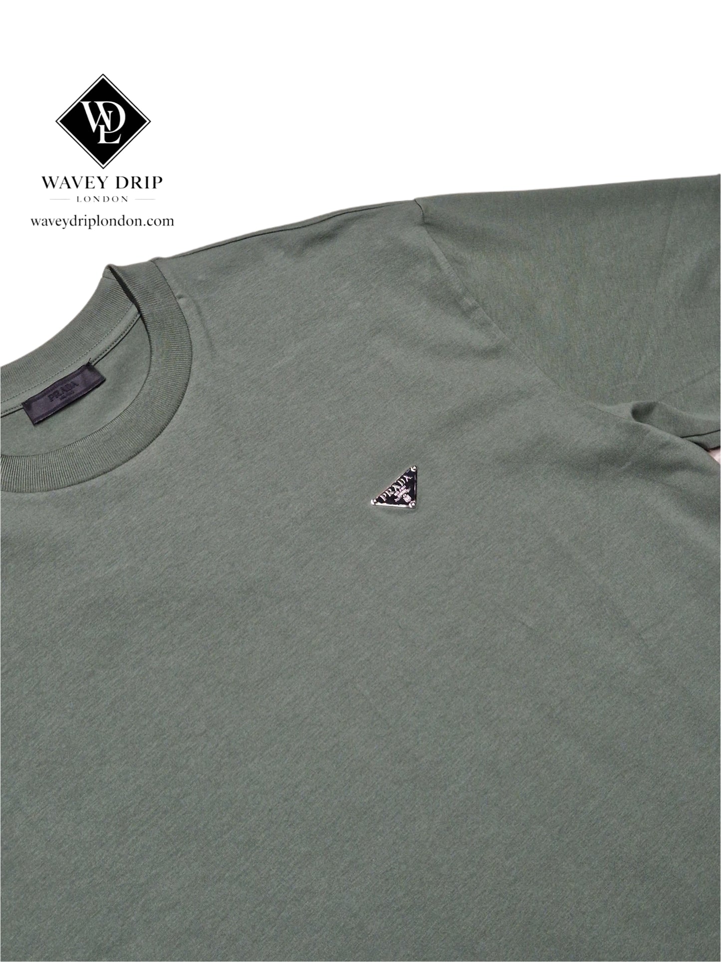 Prada Khaki Triangle Logo Tshirt XXL