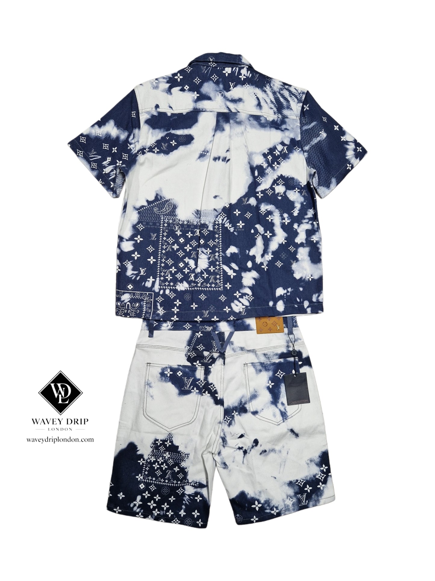 Louis Vuitton Denim Bandana Shorts Set -Blue and White Monogram