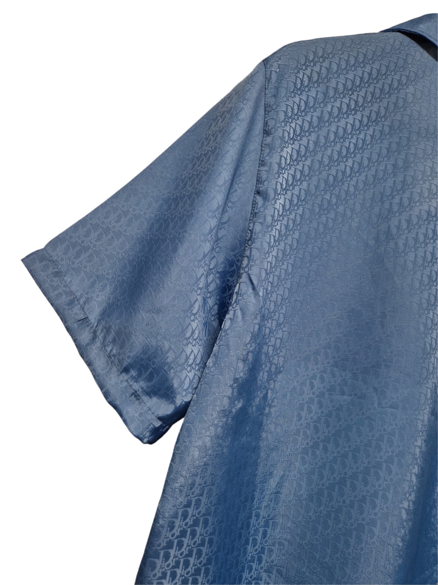 Christian Dior Oblique Silk Shirt & Short Set - Blue
